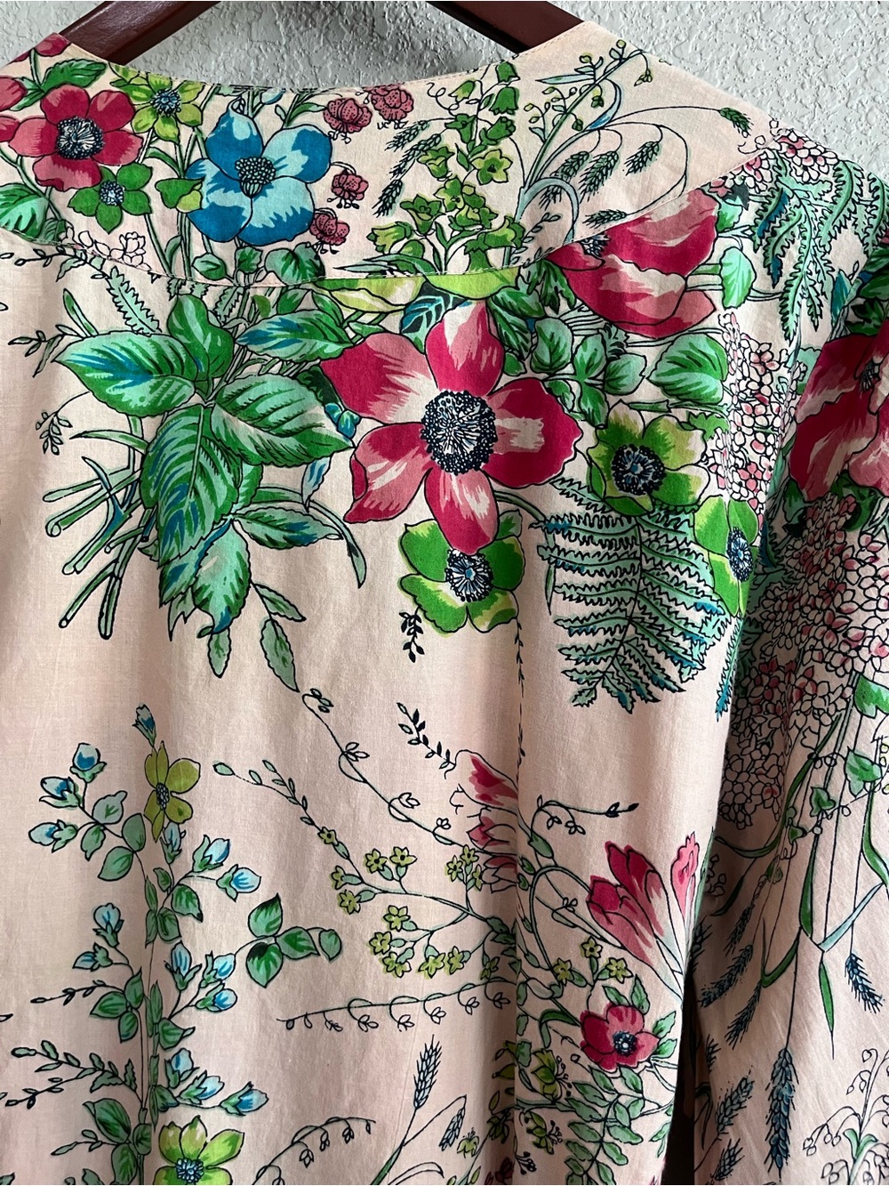 😎 Plum Pretty Sugar Botanical Floral Cotton Wrap Robe Pink Green Size Medium - Picture 13 of 13